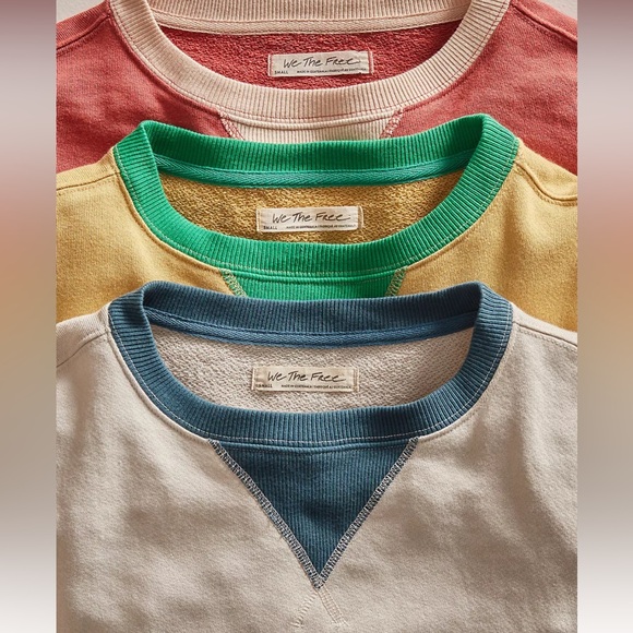 NWOT We the free Classic Crew Color Block Sweatshirt in Tea Combo size Large - Picture 5 of 5